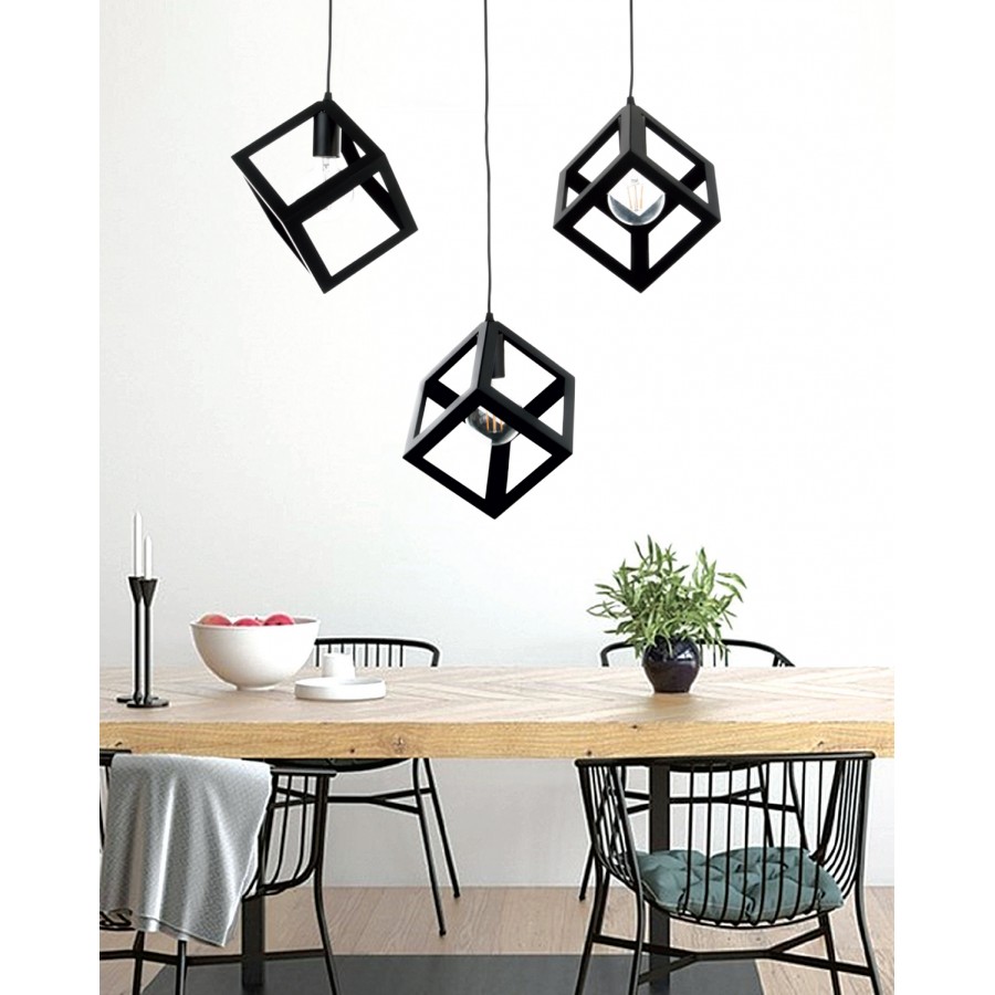 InLight Κρεμαστό φωτιστικό από μαύρο μέταλλο 3XE27 D:60cm (4400-3-BL-ΡΑΓΑ)