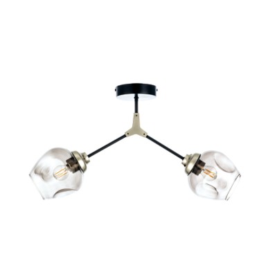 InLight Κρεμαστό φωτιστικό από μαύρο μέταλλο και φιμέ γυαλί 2XE27 D:60cm (6129-2-ΝΜ)