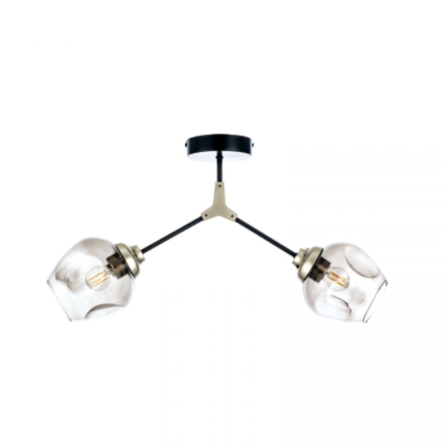 InLight Κρεμαστό φωτιστικό από μαύρο μέταλλο και φιμέ γυαλί 2XE27 D:60cm (6129-2-ΝΜ)