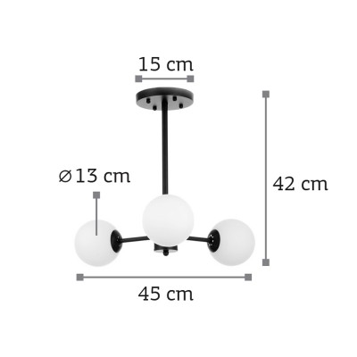 InLight Κρεμαστό φωτιστικό από μαύρο μέταλλο και λευκή οπαλίνα 3XG9 D:45cm (5315-3)