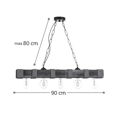 InLight Κρεμαστό φωτιστικό από ξύλο και σχοινί 5XE27 D:90cm (5318-5)