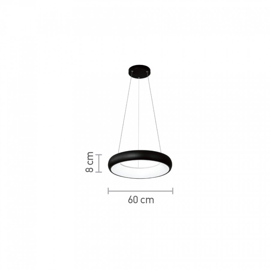 InLight Κρεμαστό φωτιστικό LED 110W 3CCT από μαύρο και λευκό ακρυλικό D:60cm (42023-Α-Black)