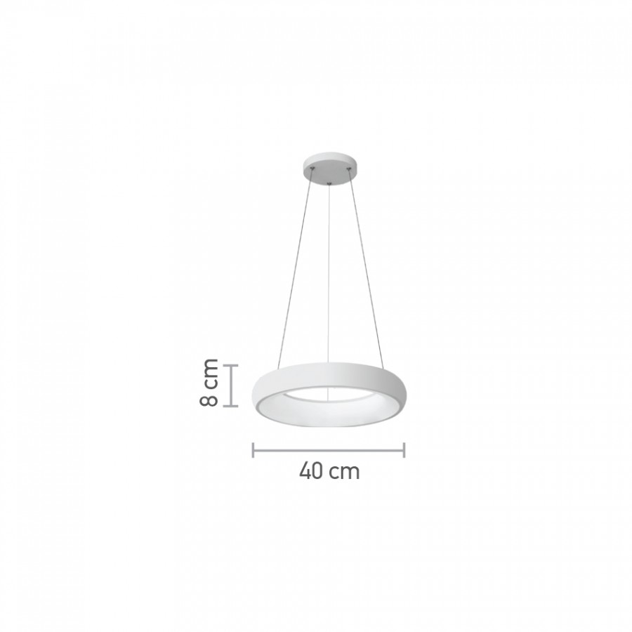 InLight Κρεμαστό φωτιστικό led 54W 3CCT από λευκό ακρυλικό D:40cm (42023-B-White)