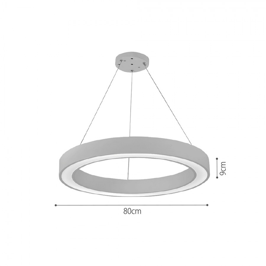 InLight Κρεμαστό φωτιστικό LED 88W 3CCT (by switch on base) σε μαύρη απόχρωση D:80cm (6073-80-BL)