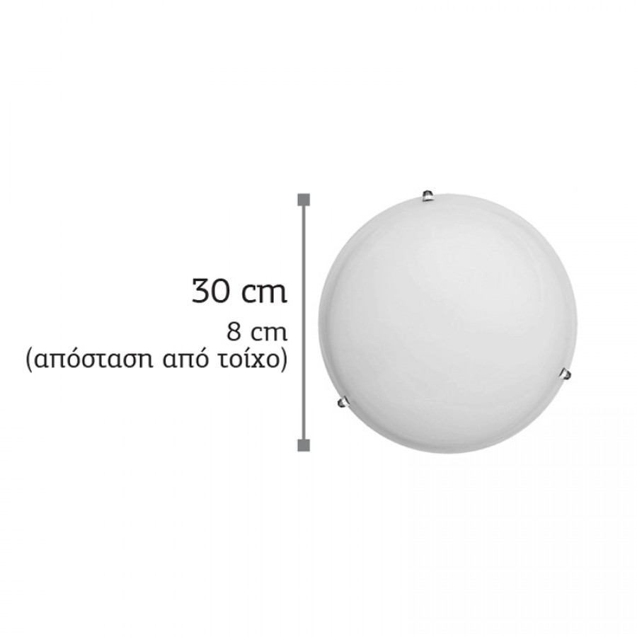 InLight Πλαφονιέρα οροφής από χρώμιο μέταλλο και λευκό γυαλί 1XE27 D:30cm (42154-Β)
