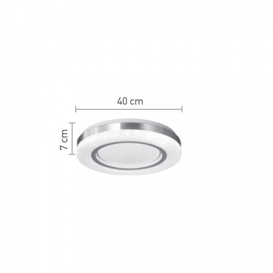 InLight Πλαφονιέρα οροφής LED 54W 3CCT από λευκό και ασημί ακρυλικό D:40cm (42016-B)