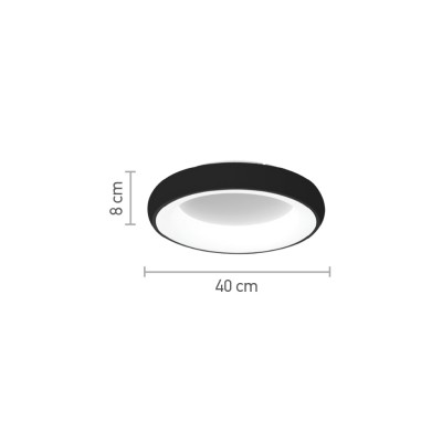 InLight Πλαφονιέρα οροφής LED 54W 3CCT από μαύρο και λευκό ακρυλικό D:40cm (42020-B-Black)