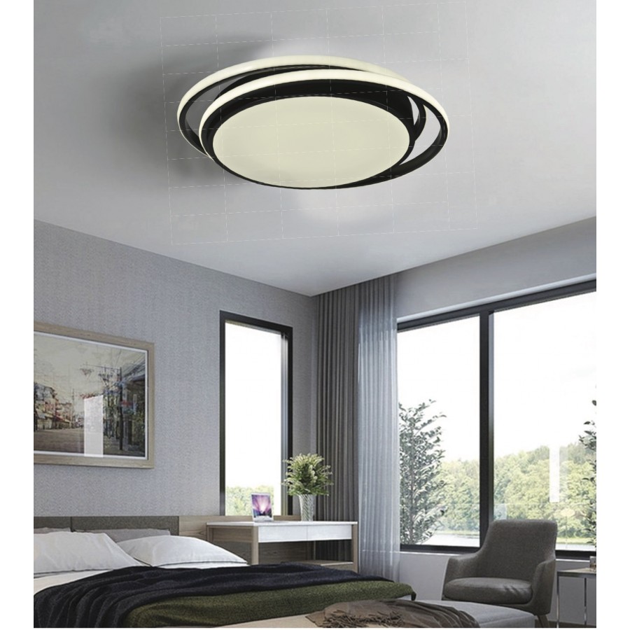 InLight Πλαφονιέρα οροφής LED 60W 3CCT από αλουμίνιο σε μαύρη απόχρωση D:43cm (42172-Μαύρο)