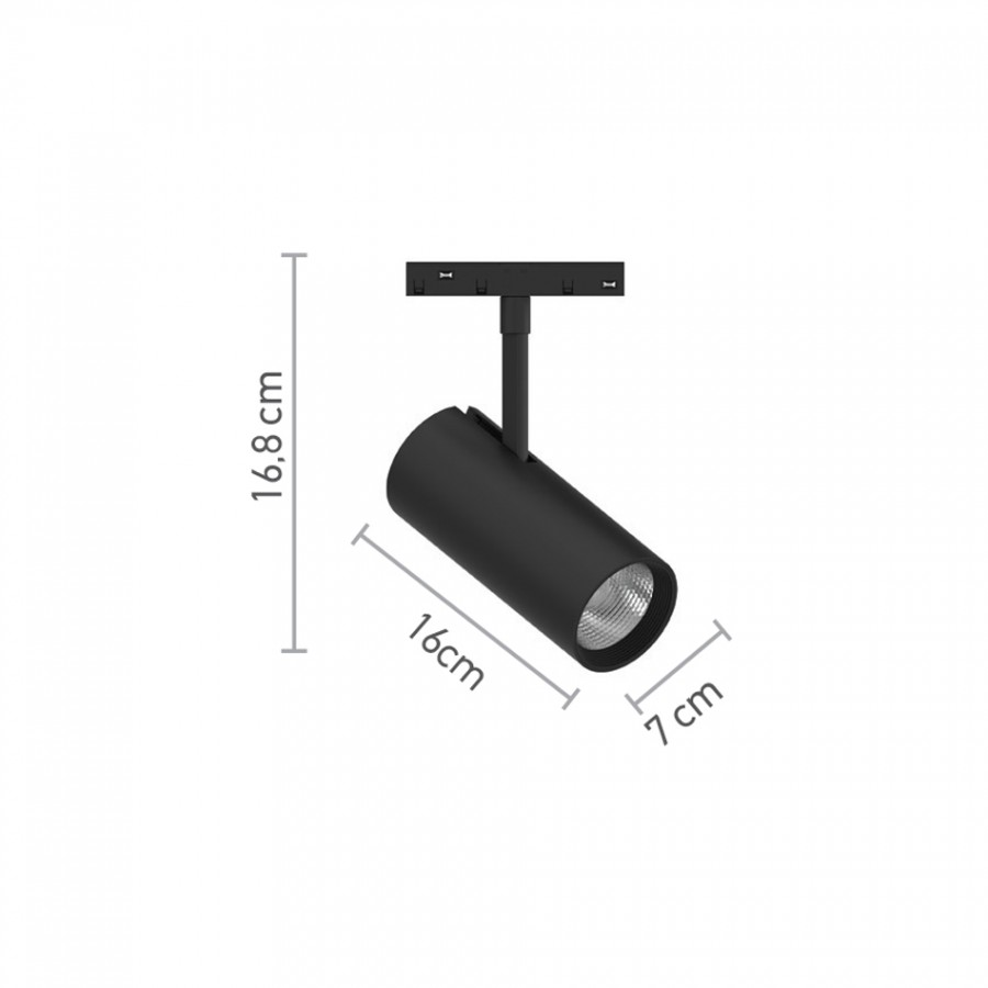 InLight Σποτ μαγνητικής ράγας LED 20W 3000K σε μαύρη απόχρωση D:16cmX16,8cm (T02001-BL)