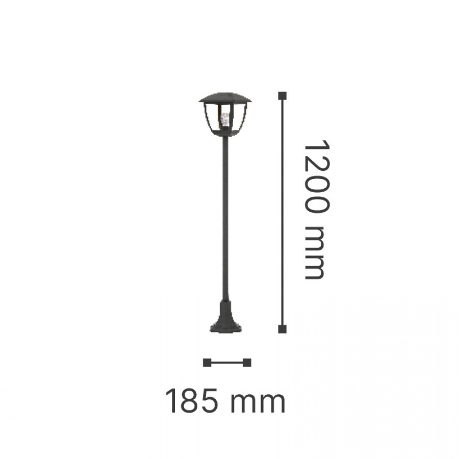 it-Lighting Avalanche 1xE27 Outdoor Pole Light Black D:120cmx18.5cm (80500114)