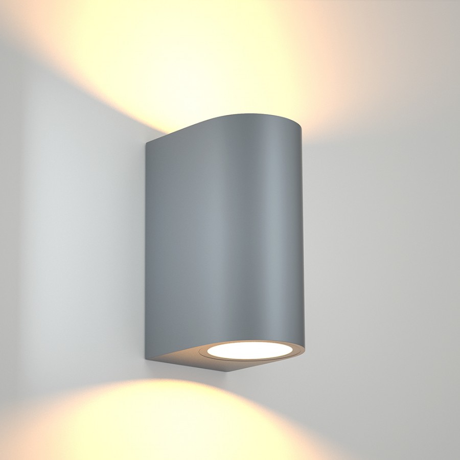 it-Lighting Michigan 2xGU10 Outdoor Up-Down Wall Lamp Grey D14.7cmx9cm (80200134)