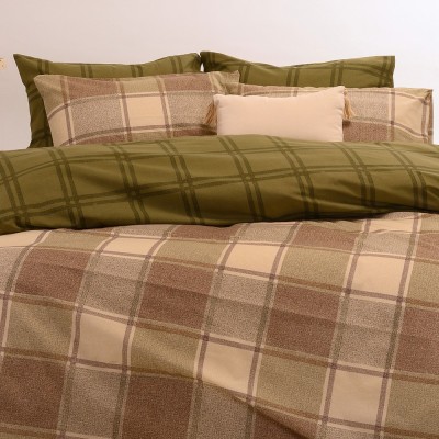 Σετ Σεντόνια King Size Με λάστιχο Tara Olive Casual Line 180Χ200+32 Melinen