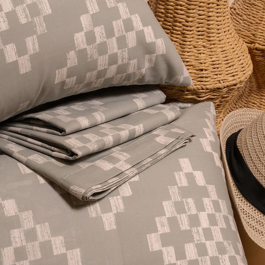 Σετ Κατωσέντονο Και Μαξιλαροθήκη Μονό Με λάστιχο Barrio Grey Casual Line Mini 100X200+32 Melinen