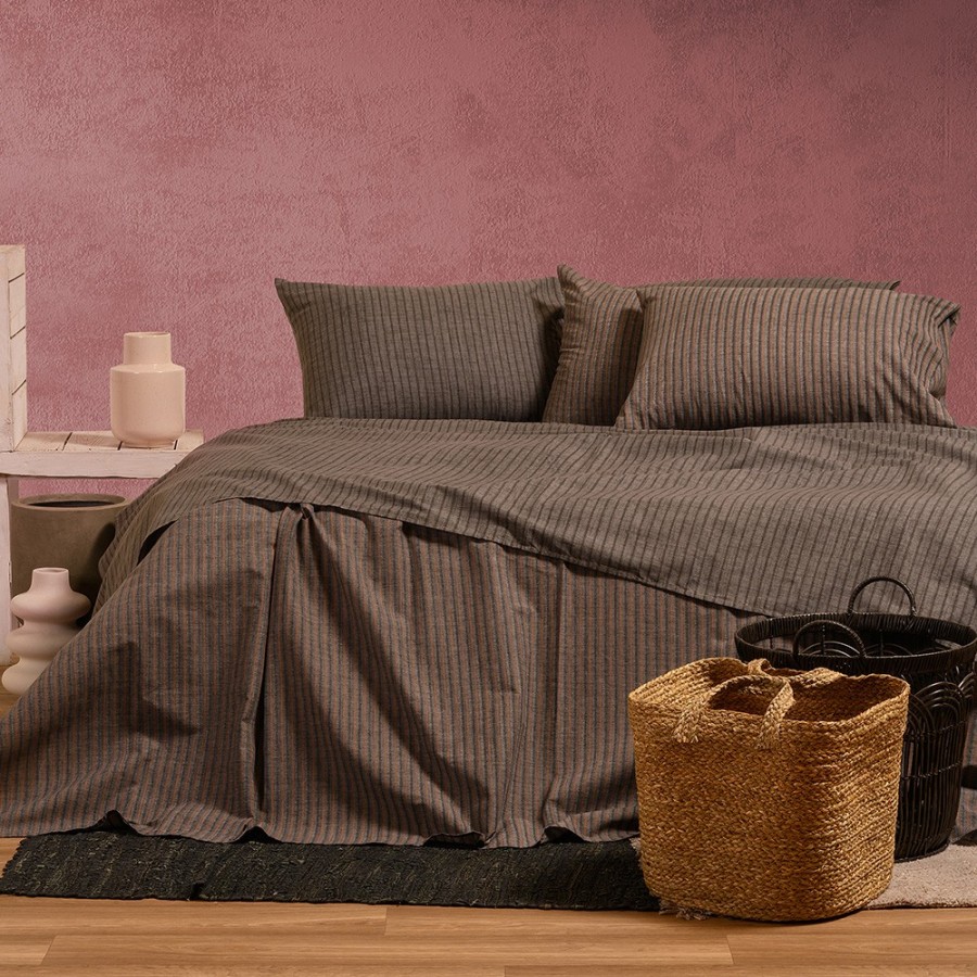 Σετ Σεντόνια Διπλά Blaze Brown Ultra Line 205Χ270 Melinen