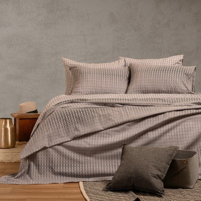 Σετ Σεντόνια Διπλά Με λάστιχο Tundra Grey Casual Line 150Χ200+32 Melinen