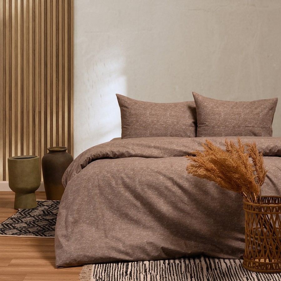 Σετ Κατωσέντονο Και Μαξιλαροθήκες King Size Με λάστιχο Hope Mocca Winter Line Mini 180X200+30 Melinen
