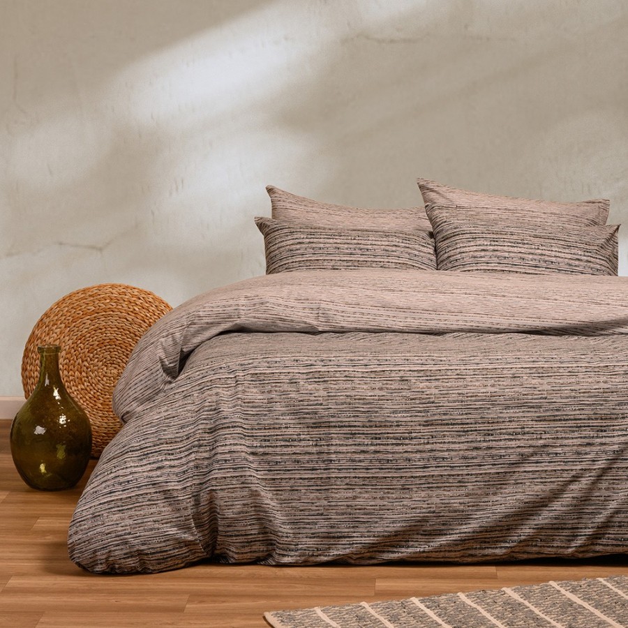 Σετ Σεντόνια Διπλά Cassio Grey Casual Line 205Χ270 Melinen Σετ Σεντόνια Διπλά Cassio Grey Casual Line 205Χ270 Melinen