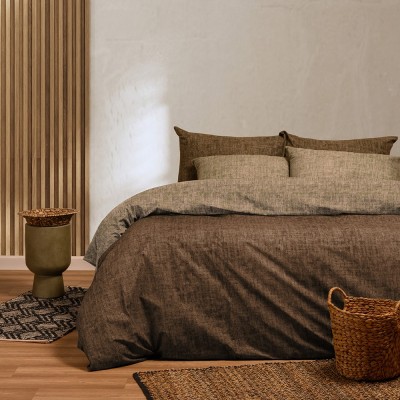 Σετ Σεντόνια Διπλά Με λάστιχο Amar Olive Casual Line 150Χ200+32 Melinen