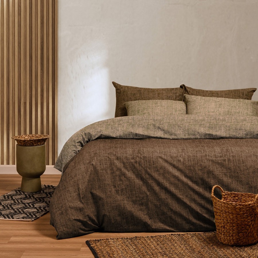 Σετ Σεντόνια Διπλά Με λάστιχο Amar Olive Casual Line 150Χ200+32 Melinen