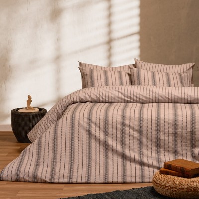 Σετ Σεντόνια Διπλά Με λάστιχο Jun Grey Ultra Line 150Χ200+32 Melinen