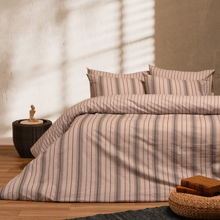 Σετ Σεντόνια Διπλά Με λάστιχο Jun Grey Ultra Line 150Χ200+32 Melinen
