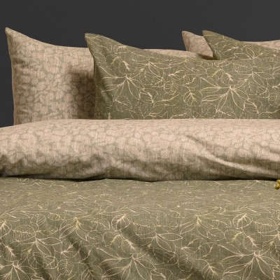 Σετ Σεντόνια Διπλά Με λάστιχο Wang Olive Casual Line 150Χ200+32 Melinen