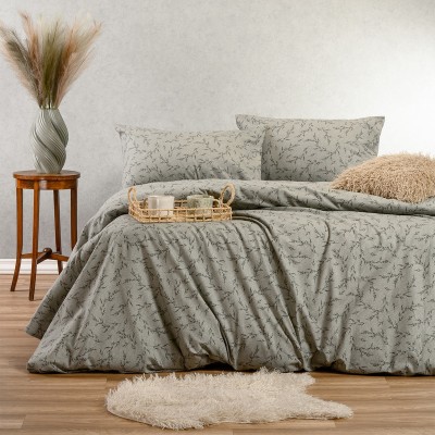Σετ Κατωσέντονο Με Μαξιλαροθήκες Poppy Grey 180X200+30 Melinen