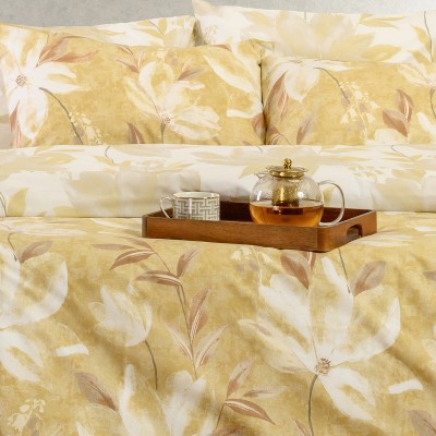 Σετ Σεντόνια Διπλά Με λάστιχο Giulia Ochre 150X200+32 Melinen