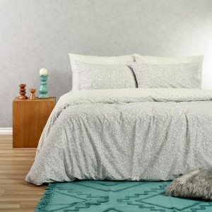 Σετ Σεντόνια Διπλά Με λάστιχο Leo Aqua/Grey 150X200+32 Melinen