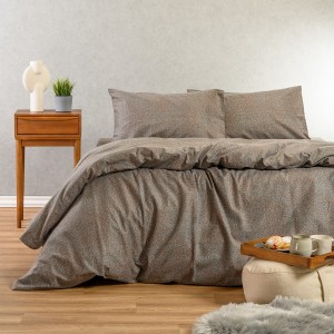 Σετ Σεντόνια Φανελένια Διπλά Με λάστιχο Keshia Grey 150X200+30 Melinen