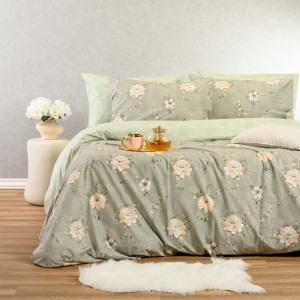 Σετ Σεντόνια Μονά Με λάστιχο Gianna Grey/Aqua 100X200+32 Melinen
