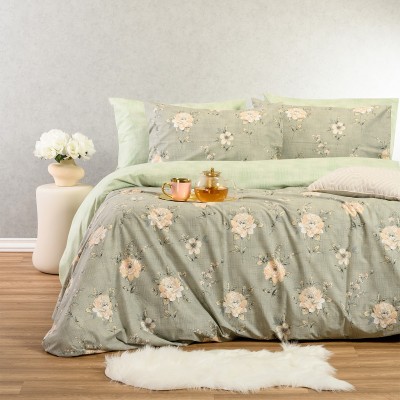 Σετ Σεντόνια Μονά Με λάστιχο Gianna Grey/Aqua 100X200+32 Melinen