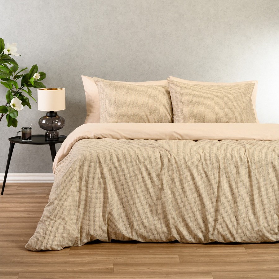 Σετ Σεντόνια Υπέρδιπλα Με λάστιχο Davide Beige 160X200+32 Melinen