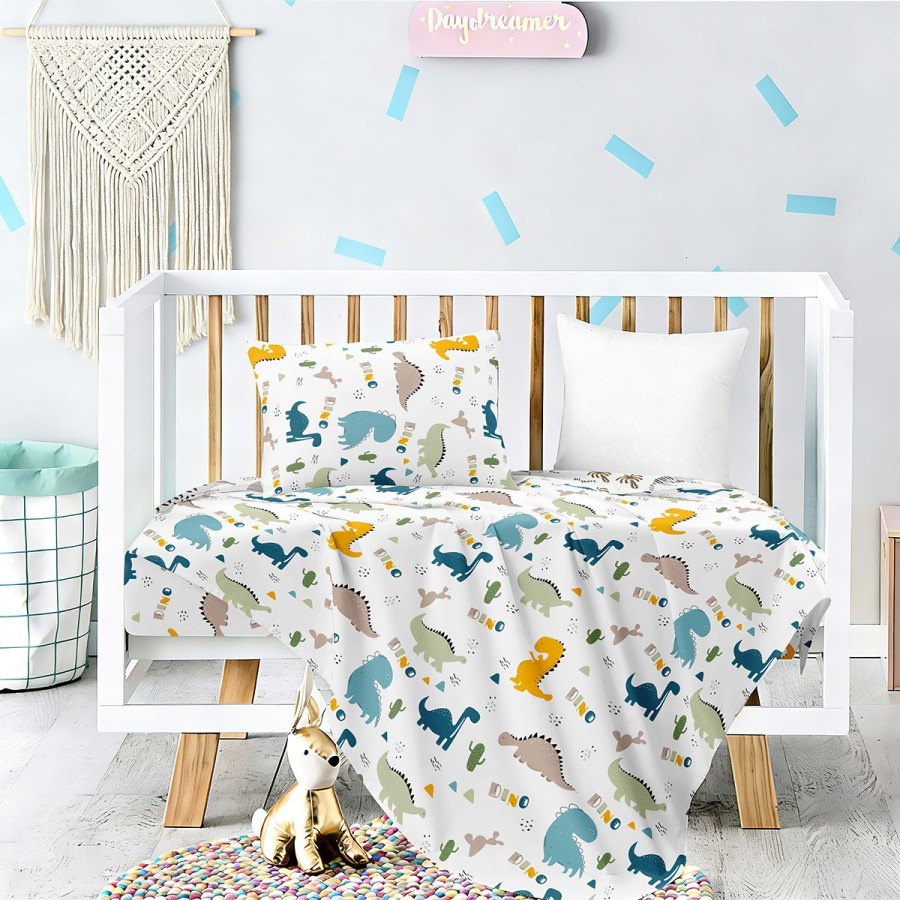 Σετ Σεντόνια Κούνιας Με λάστιχο Dino Prime Line Baby 70Χ140+17 Melinen