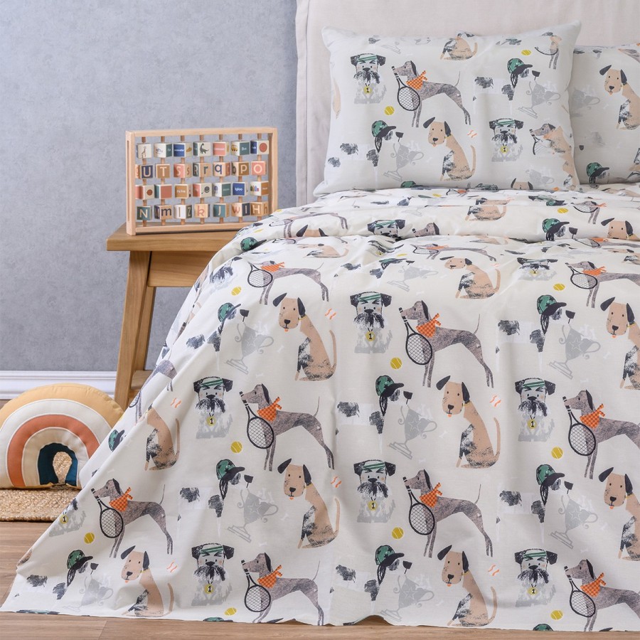 Σετ Σεντόνια Μονά Doggy Kids Line 170X270 Melinen Σετ Σεντόνια Μονά Doggy Kids Line 170X270 Melinen