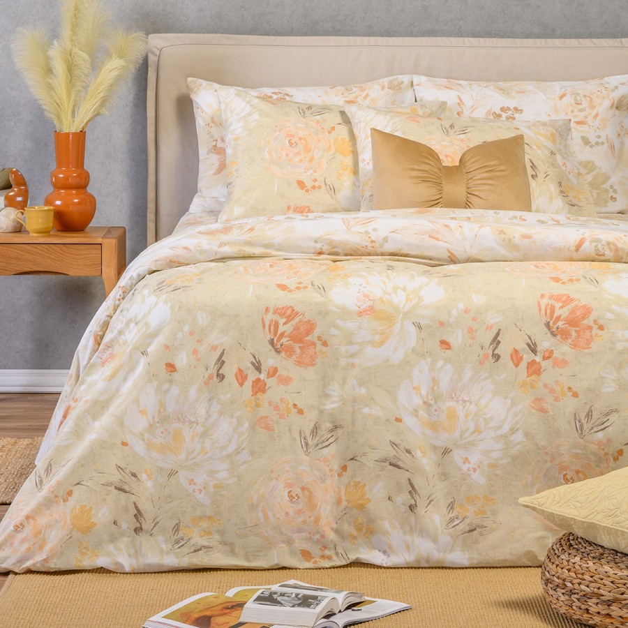 Σετ Σεντόνια Υπέρδιπλα Με λάστιχο Anabelle Beige Casual Line 160Χ200+32 Melinen