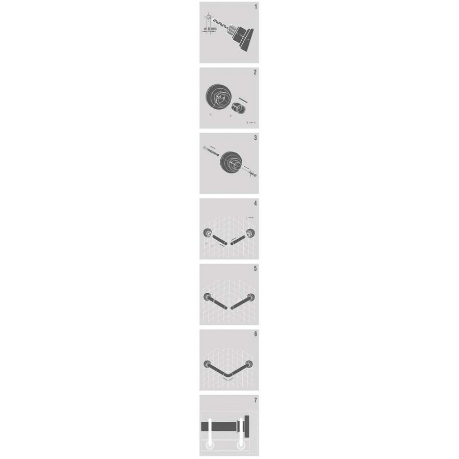 170x80 Ø 20 mm mat aluminum βραχίονας μπάνιου γωνιακός Sealskin