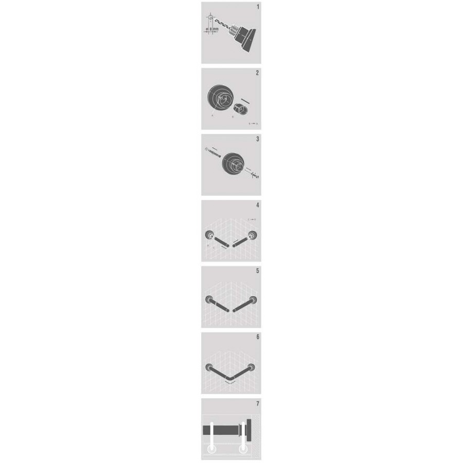 170x80 Ø 28 mm white βραχίονας μπάνιου γωνιακός Sealskin