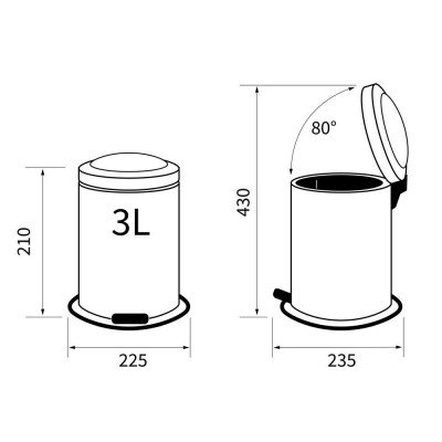 Acero κάδος απορριμμάτων γκρι 3L Sealskin