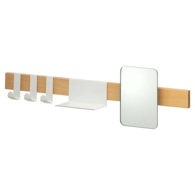 Brix white κρεμάστρα επιτοίχια με ράφι + καθρέπτη Sealskin