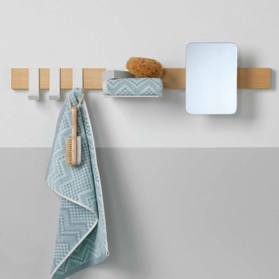 Brix white κρεμάστρα επιτοίχια με ράφι + καθρέπτη Sealskin