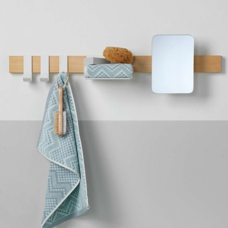Brix white κρεμάστρα επιτοίχια με ράφι + καθρέπτη Sealskin