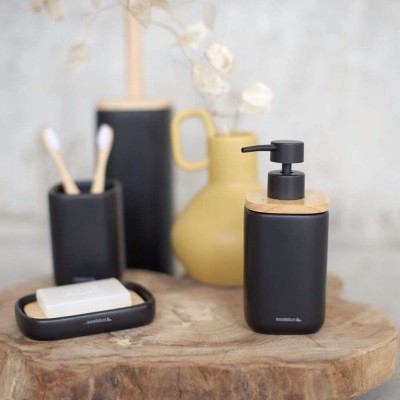 Mind black set δοχείο κρεμοσάπουνου 200 ml & ποτήρι οδοντόβουρτσας Sealskin