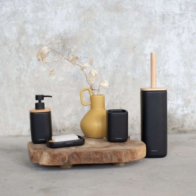 Mind black set δοχείο κρεμοσάπουνου 200 ml & ποτήρι οδοντόβουρτσας Sealskin