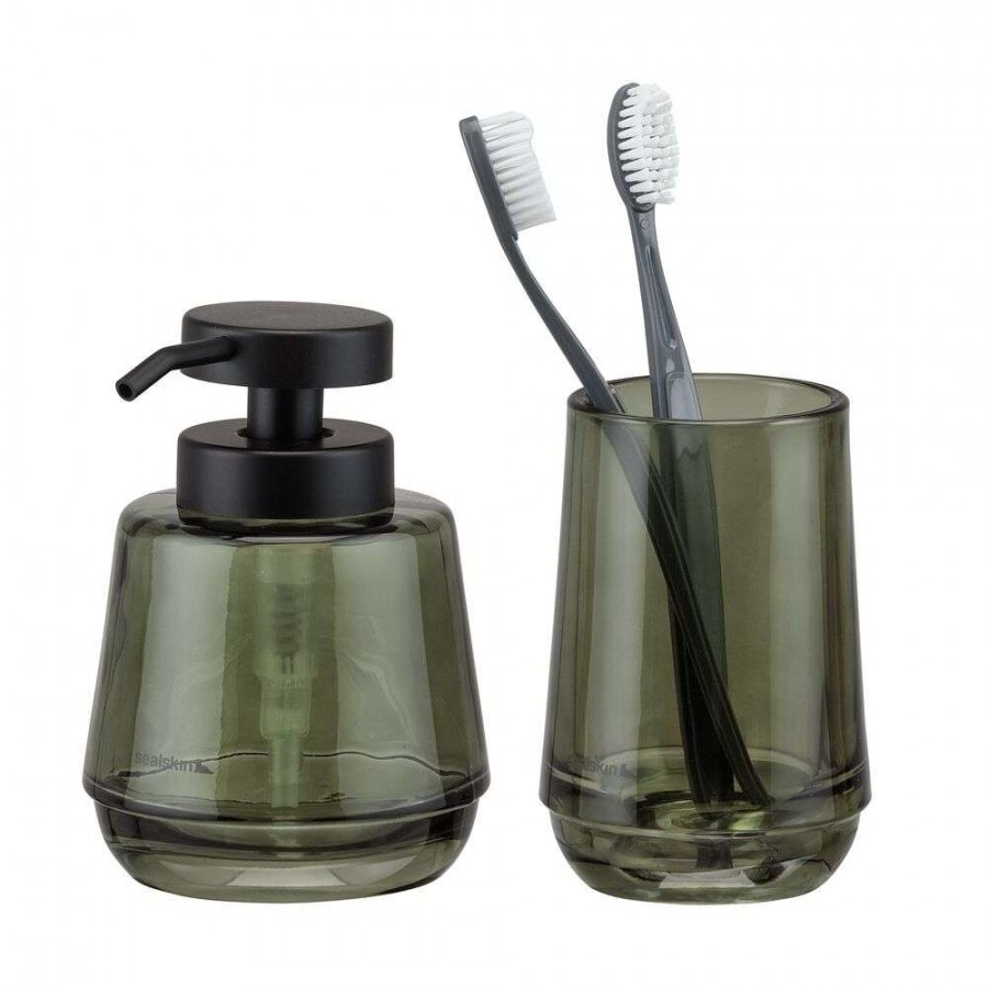Mood green set δοχείο κρεμοσάπουνου 380 ml & ποτήρι οδοντόβουρτσας Sealskin