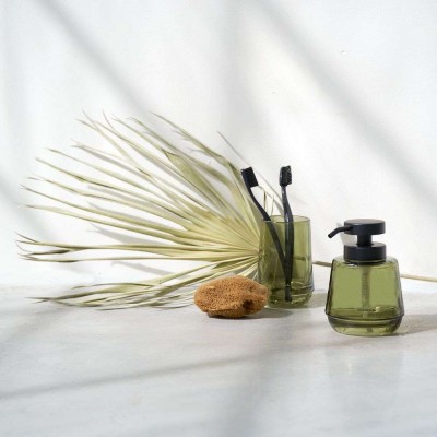 Mood green set δοχείο κρεμοσάπουνου 380 ml & ποτήρι οδοντόβουρτσας Sealskin