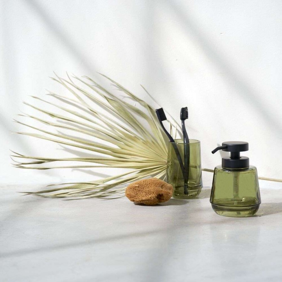 Mood green set δοχείο κρεμοσάπουνου 380 ml & ποτήρι οδοντόβουρτσας Sealskin