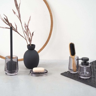 Mood grey set δοχείο κρεμοσάπουνου 380 ml & ποτήρι οδοντόβουρτσας Sealskin