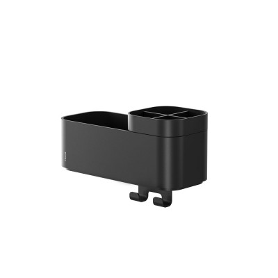 2-Store Επιτοίχιο Ράφι με Θήκες και Κρεμάστρες 25 cm Black Tiger