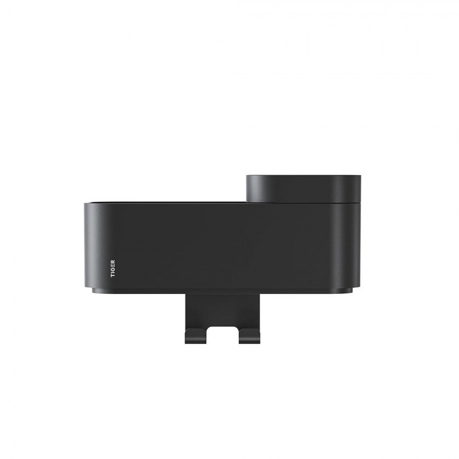 2-Store Επιτοίχιο Ράφι με Θήκες και Κρεμάστρες 25 cm Black Tiger